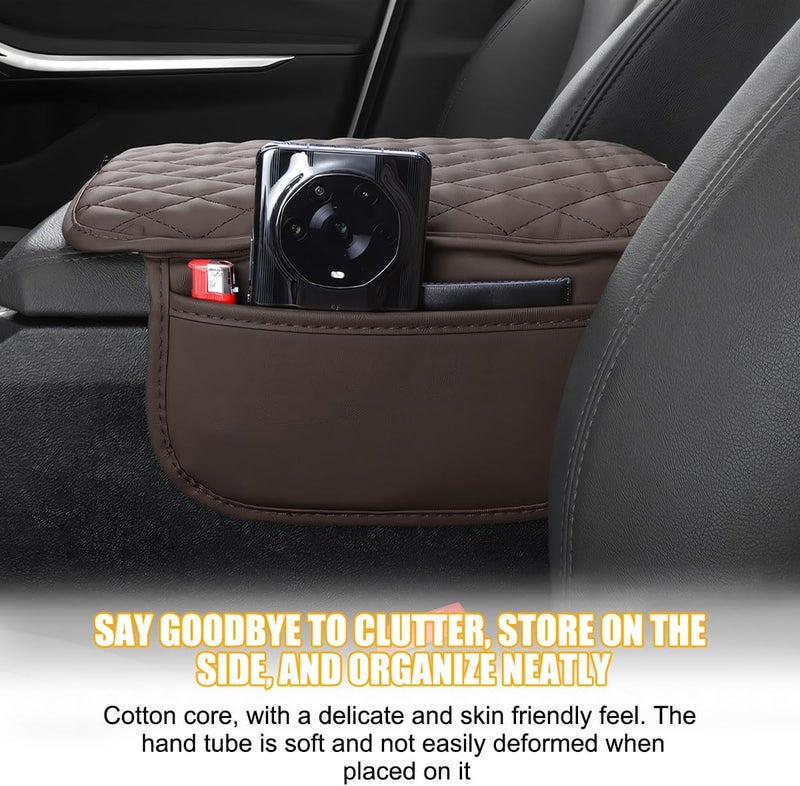 Mandark Car Center Console Cover, Microfiber Leather Vehicle Armrest Protector Cushion with 2 Storage Bags, Auto Interior Arm Rest Seat Box Pad Accessories, Universal for SUV, Sedan, Truck (Coffee) - Image 4